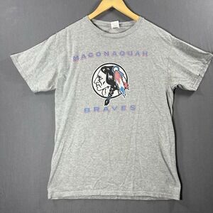 Vintage Maconaquah Braves T Shirt  Size Medium Gray